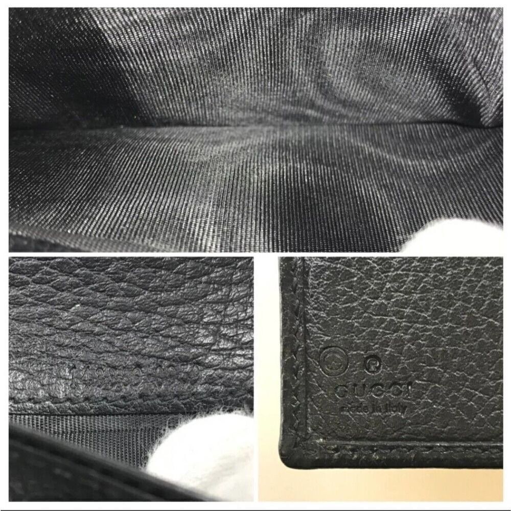 GUCCI WALLET BI FOLD 143389 0959 GG CANVAS Black Leather Authentic - Picture 10 of 11